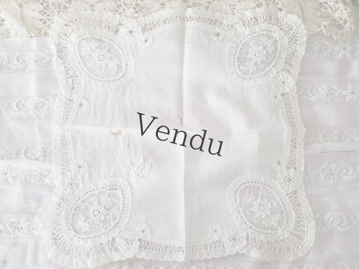 画像4: フランスアンティーク　ハンカチ2枚セット (4)