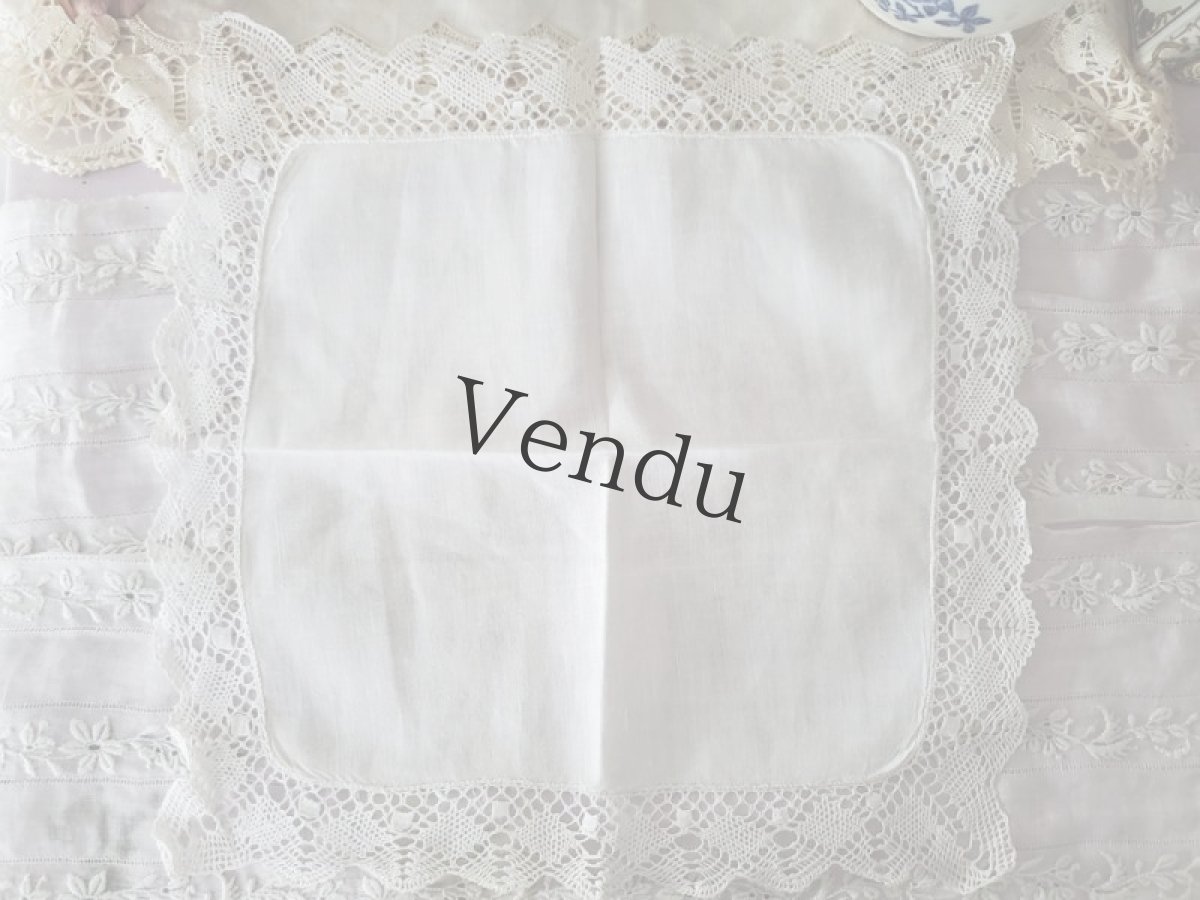 画像6: フランスアンティーク　ハンカチ2枚セット (6)