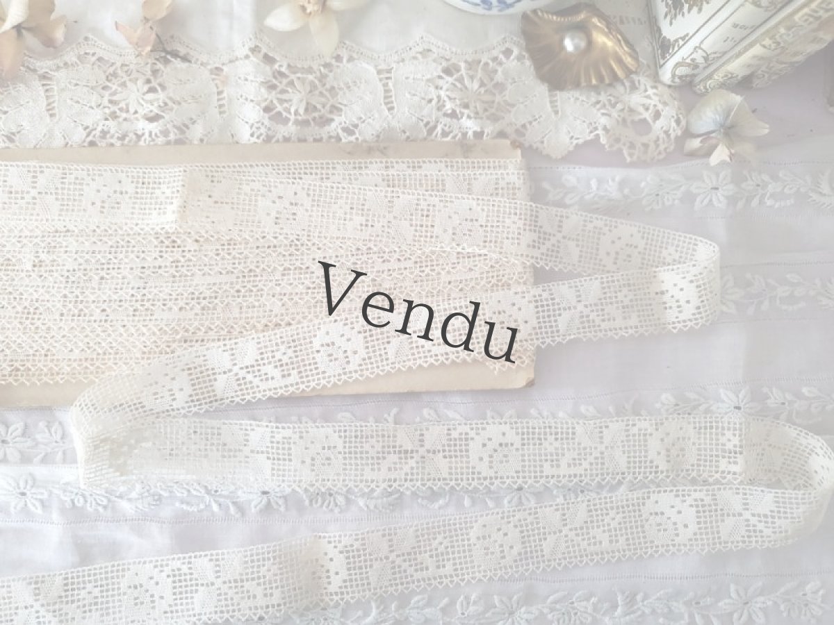 画像3: フランスアンティーク　ばらのフィレレース 50cm〜 (3)