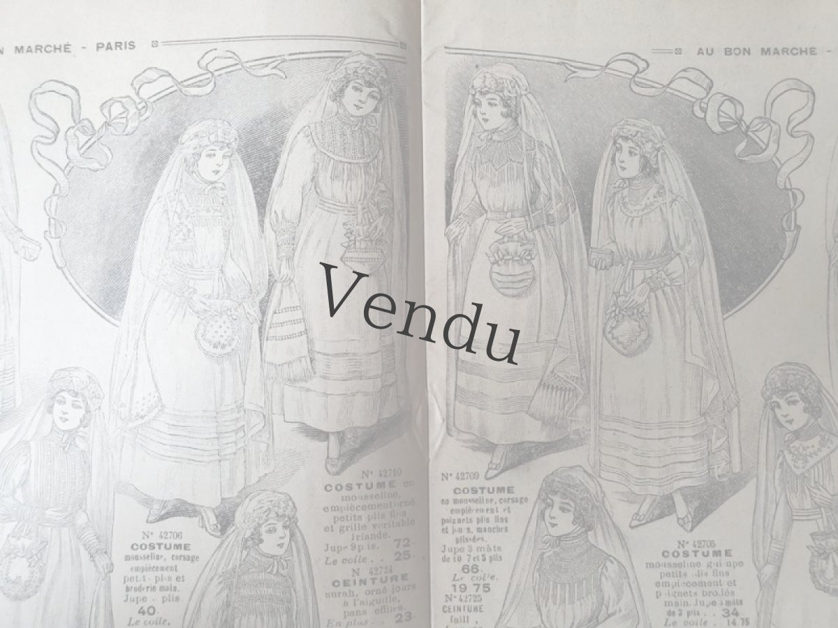 画像20: フランス 1940-50年代 コミュニオン衣装小物一式 （ドレス、ヘッドリース、ヴェール、ボネ、リボン etc） (20)