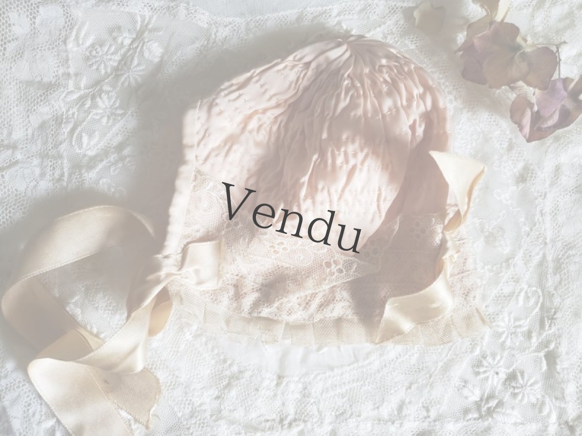 画像11: フランスアンティーク　ローズピンクのちいさなボネ (11)