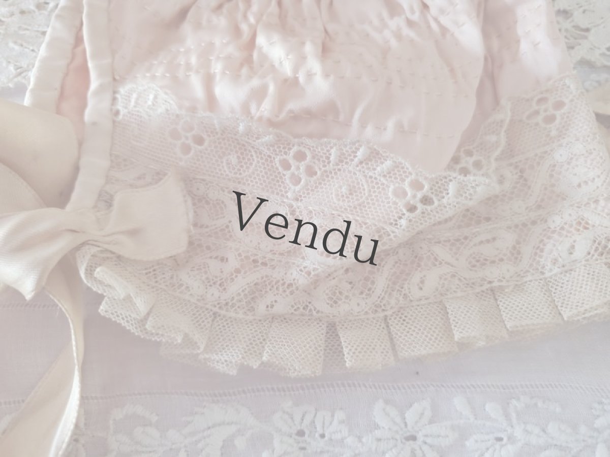 画像4: フランスアンティーク　ローズピンクのちいさなボネ (4)