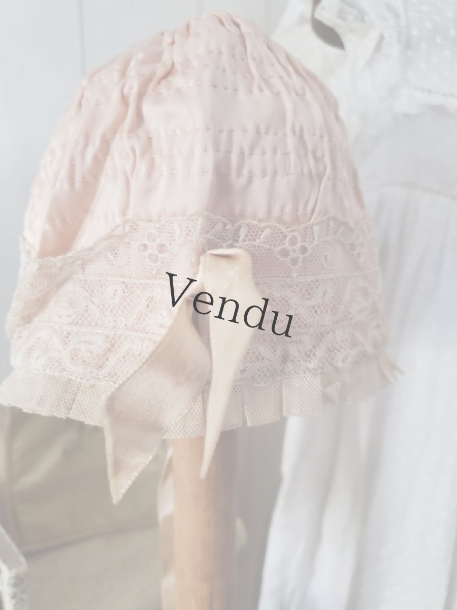 画像7: フランスアンティーク　ローズピンクのちいさなボネ (7)