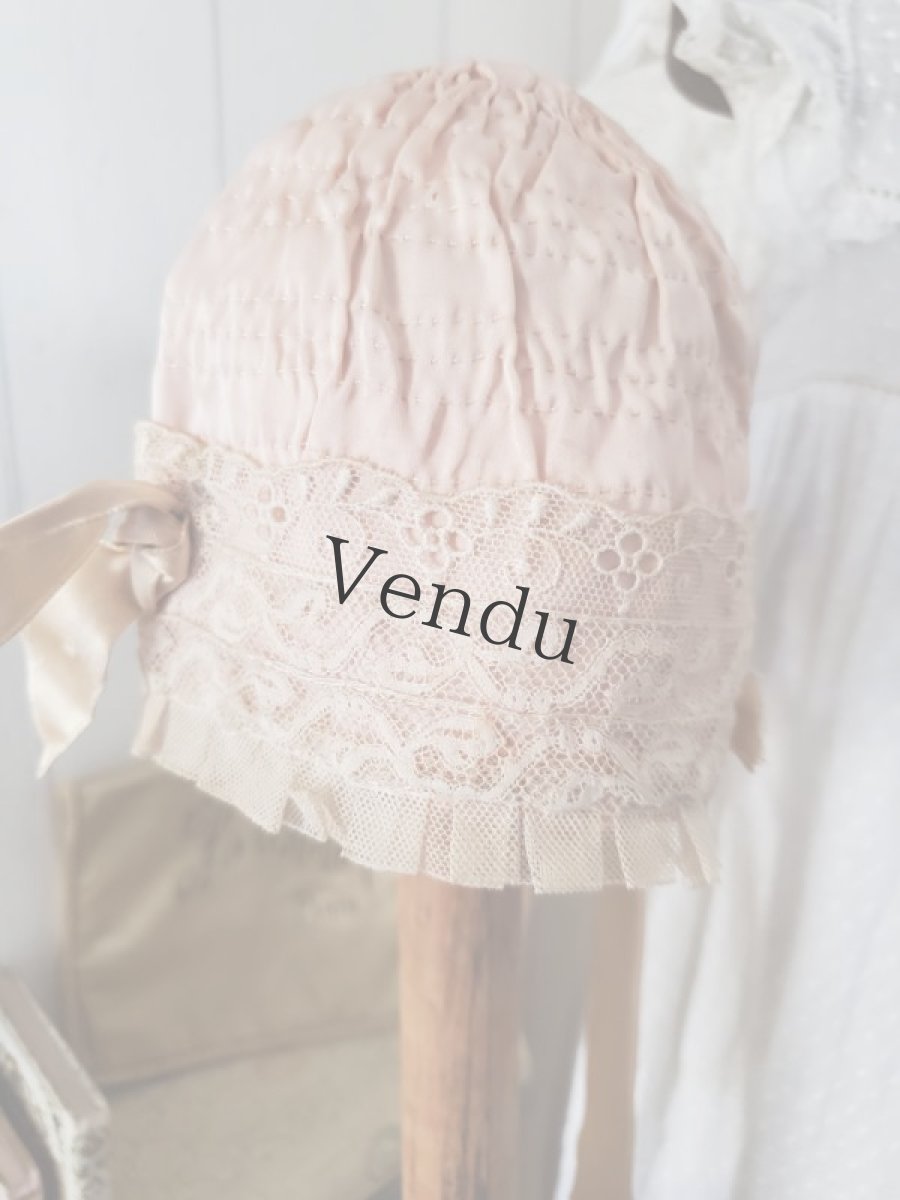 画像8: フランスアンティーク　ローズピンクのちいさなボネ (8)