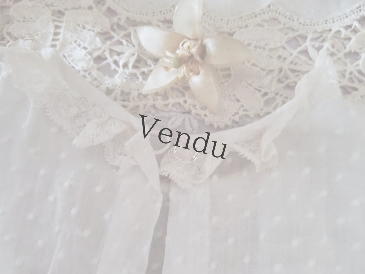 画像10: フランスアンティーク　べべのバテム(洗礼式）ドレスとボネのセット (10)