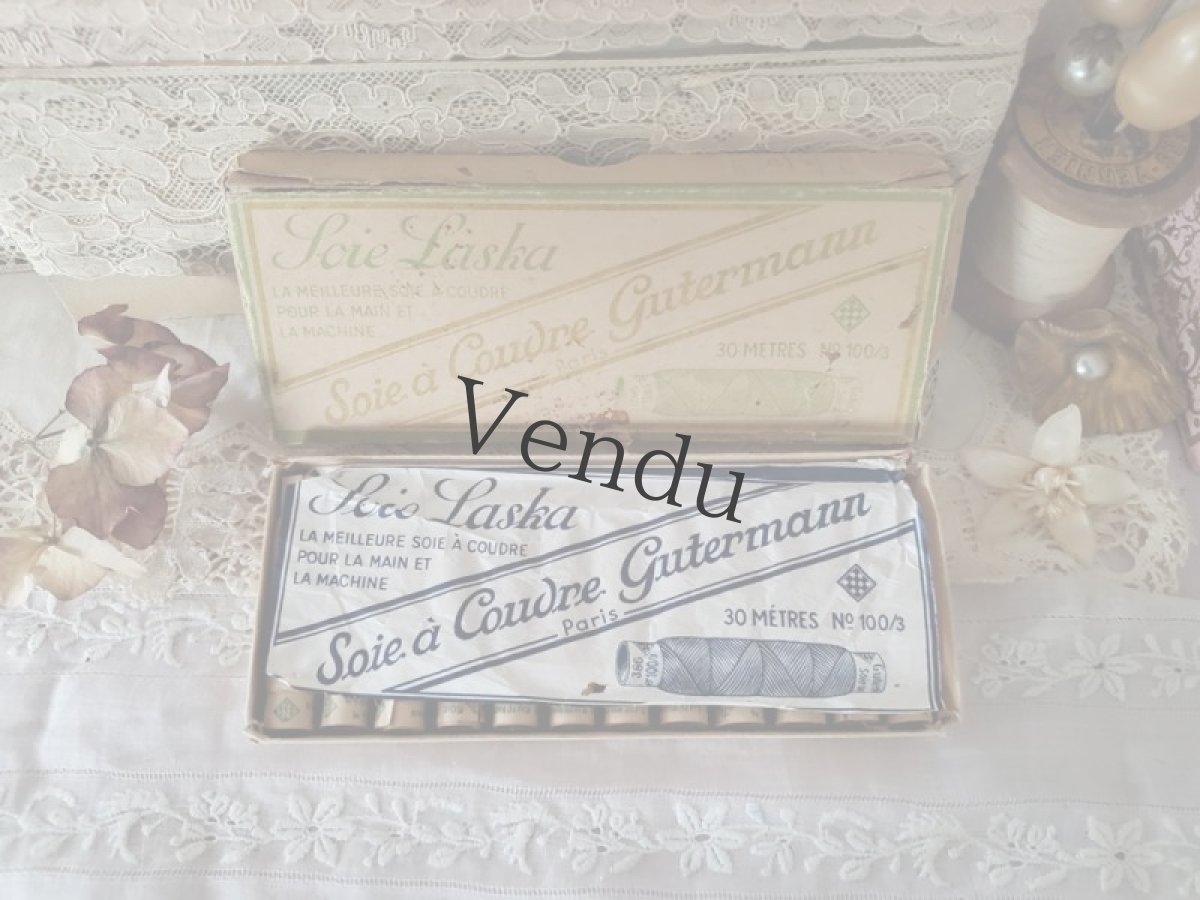 画像6: フランスアンティーク　シルクの筒状糸巻き 箱セット SOIE à Coudre Gutermann  (6)