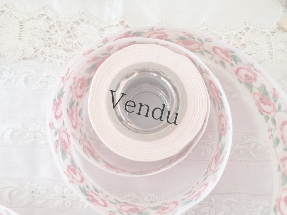 画像4: フランスヴィンテージ　ミニばら柄リボン (4)