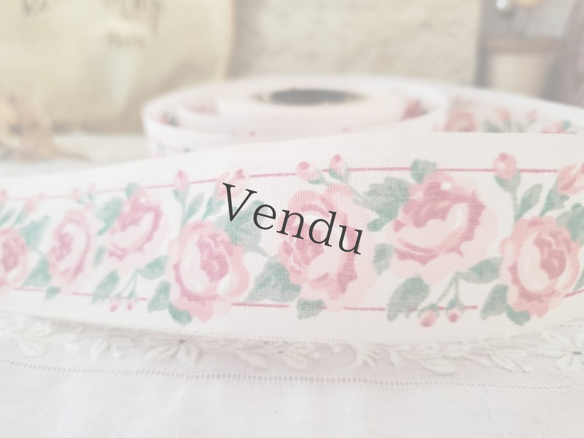 画像3: フランスヴィンテージ　ミニばら柄リボン (3)