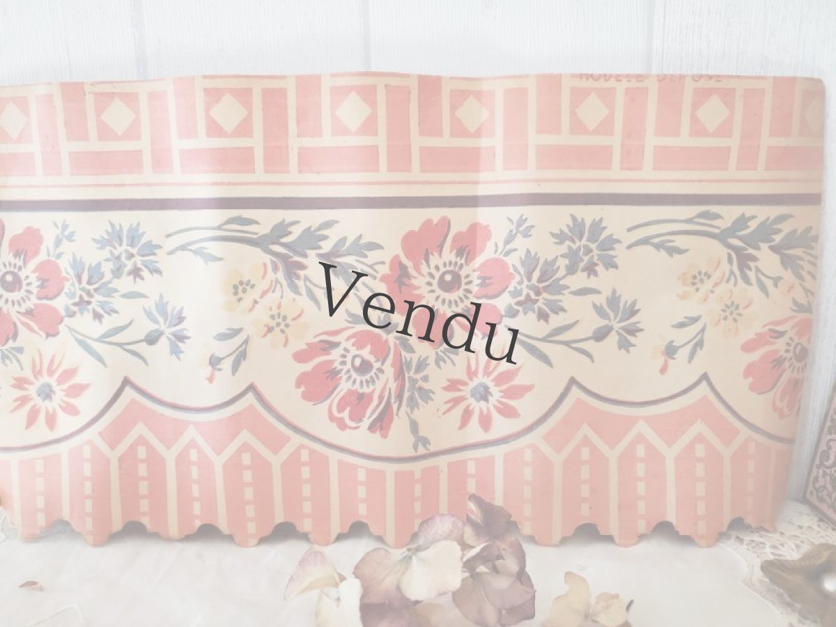 画像4: フランスヴィンテージ　可愛い壁紙 16.5×65cm (4)