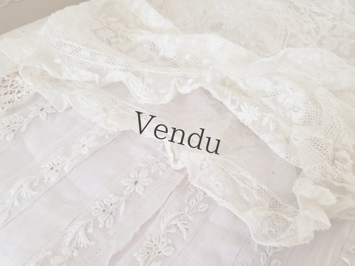 画像7: フランスアンティーク　ノルマンディレース　クッションカバー (7)