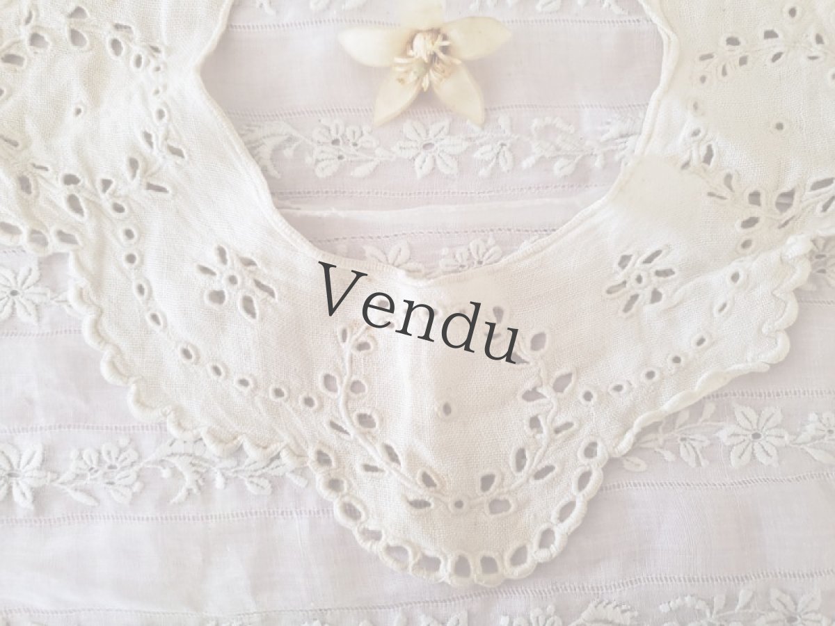 画像3: フランスアンティーク　手刺繍カットワーク　小さなつけ襟 (3)