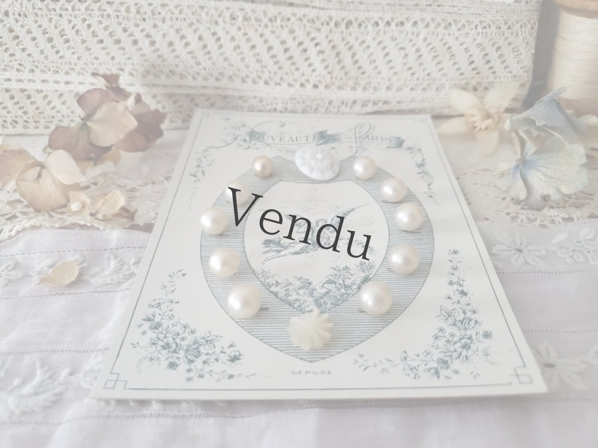 画像3: フランスアンティーク　ガラスパールボタンシート (3)