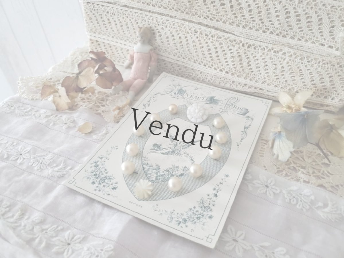 画像2: フランスアンティーク　ガラスパールボタンシート (2)