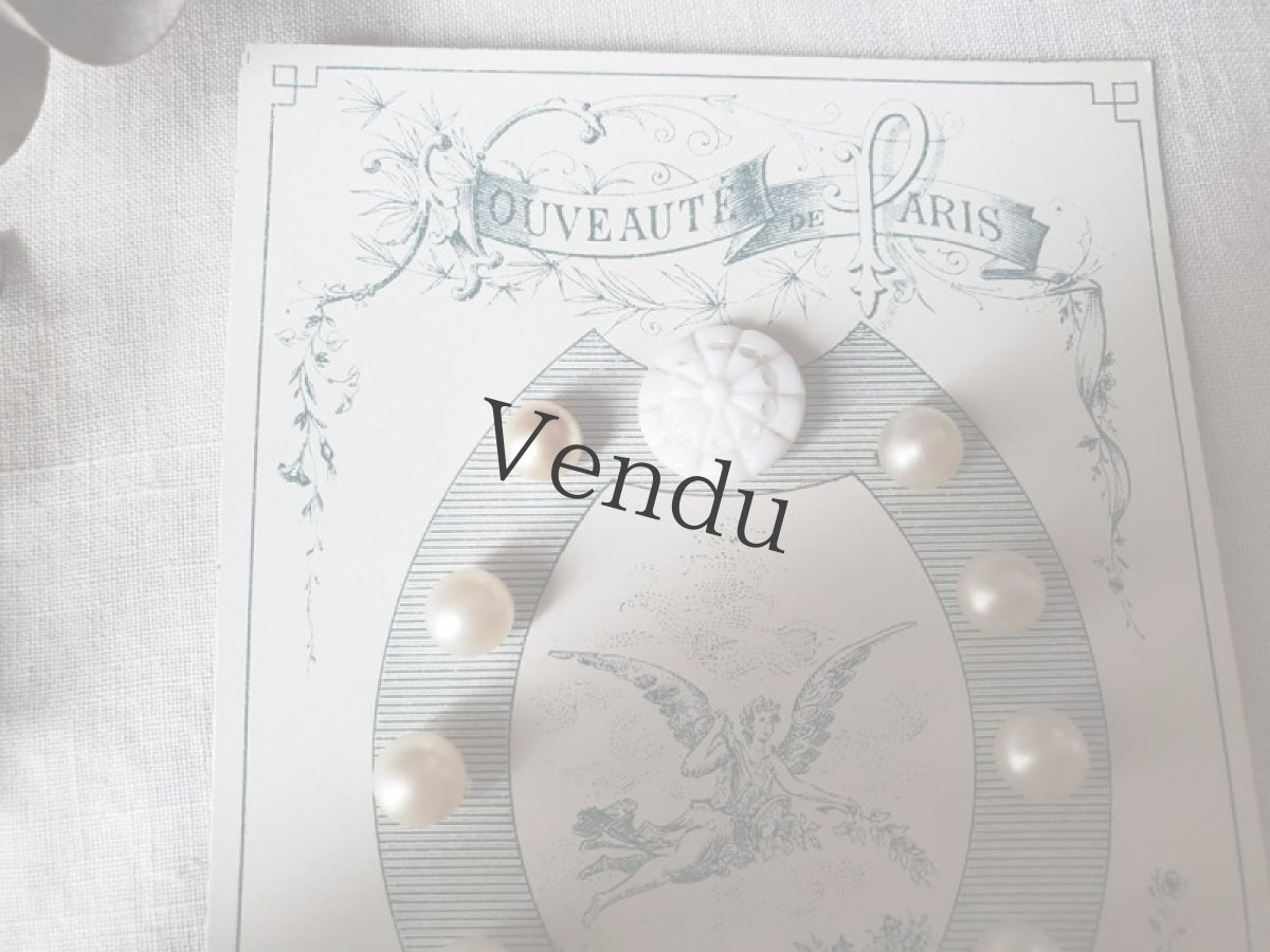 画像5: フランスアンティーク　ガラスパールボタンシート (5)