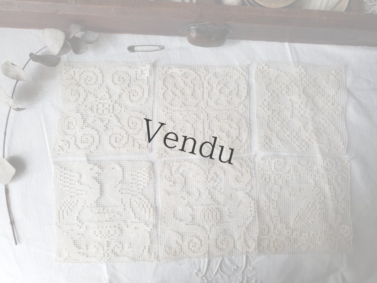 画像2: フランスアンティーク　フィレレースモチーフ6種セット (2)