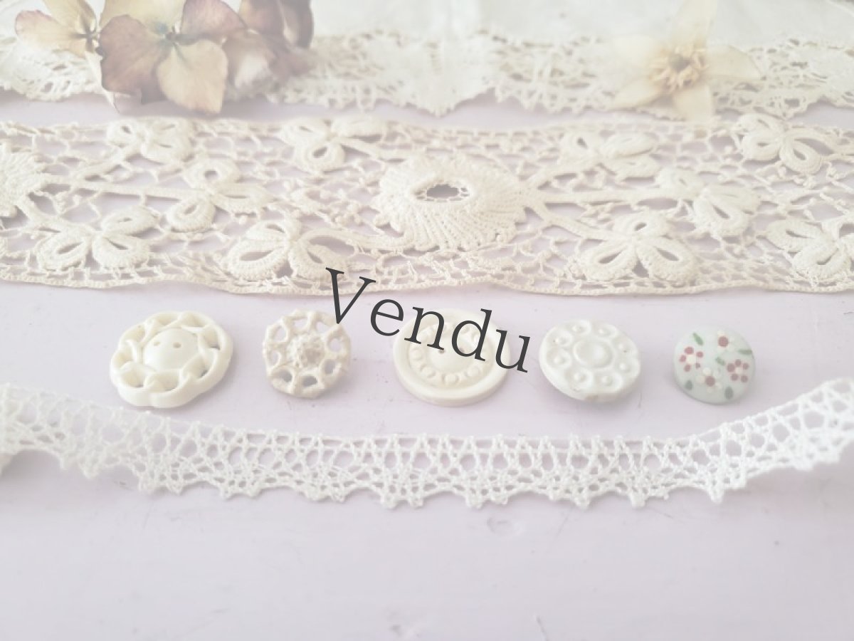 画像3: フランス蚤の市　レースとボタンのセット Blanc B (3)