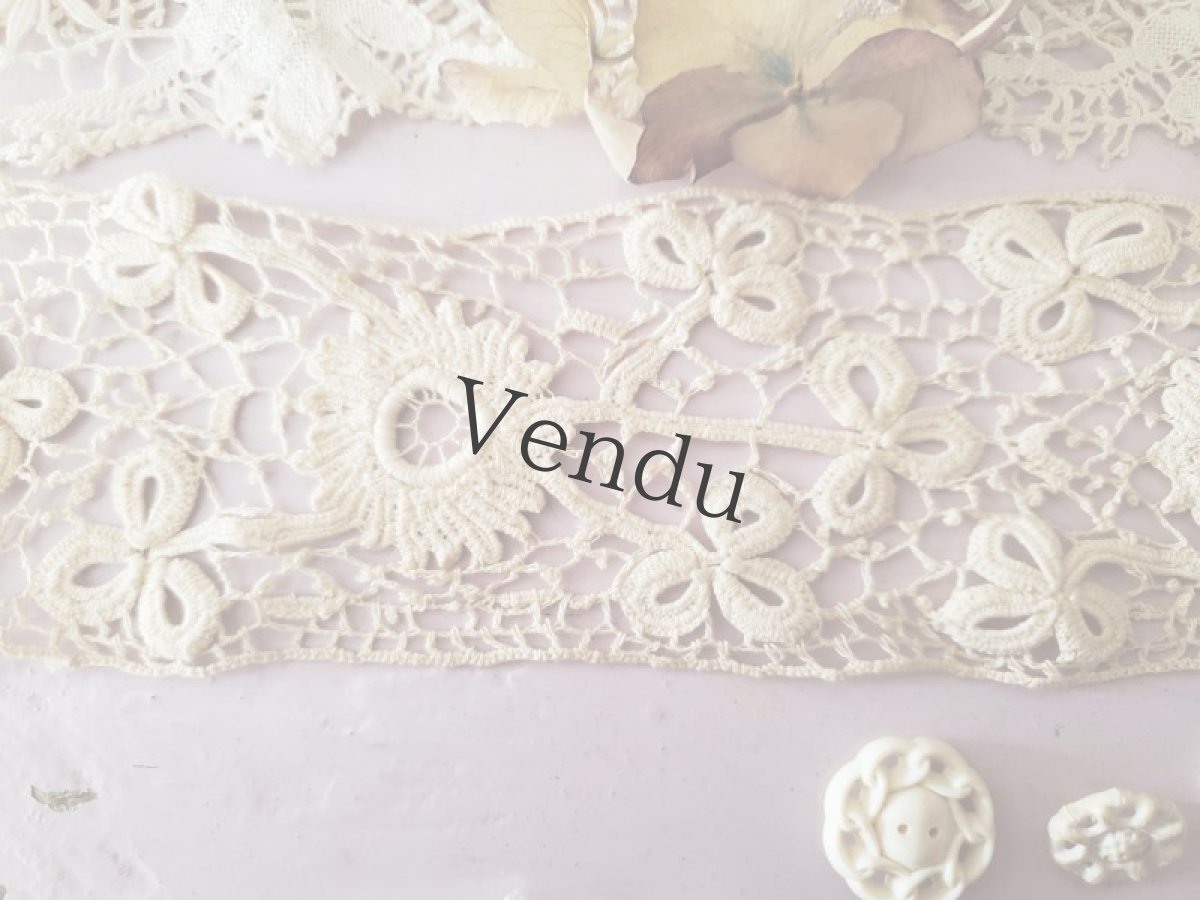 画像4: フランス蚤の市　レースとボタンのセット Blanc B (4)