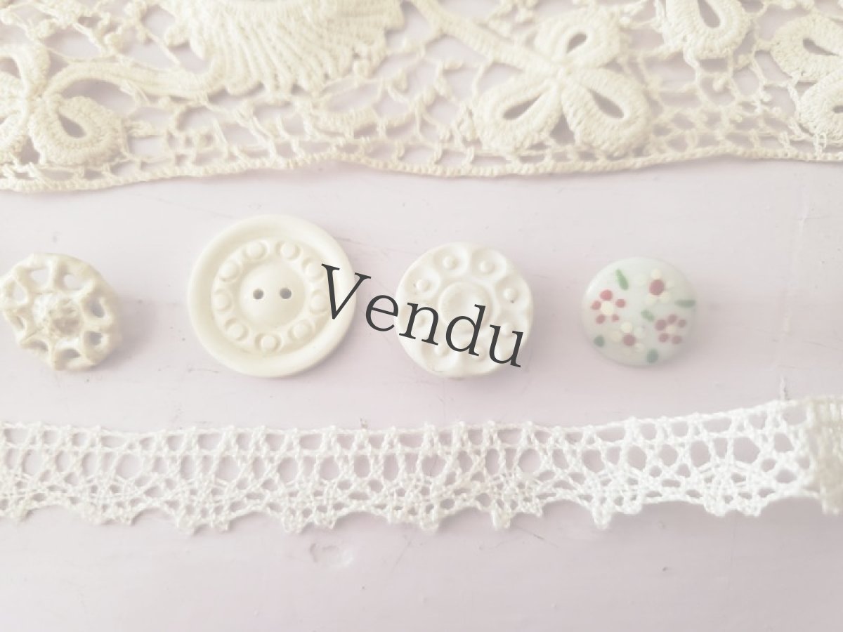 画像6: フランス蚤の市　レースとボタンのセット Blanc B (6)