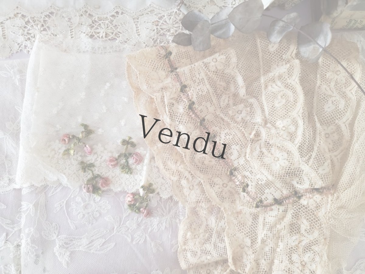 画像5: フランスアンティーク　シルク製 小さなばらのモチーフ (5)