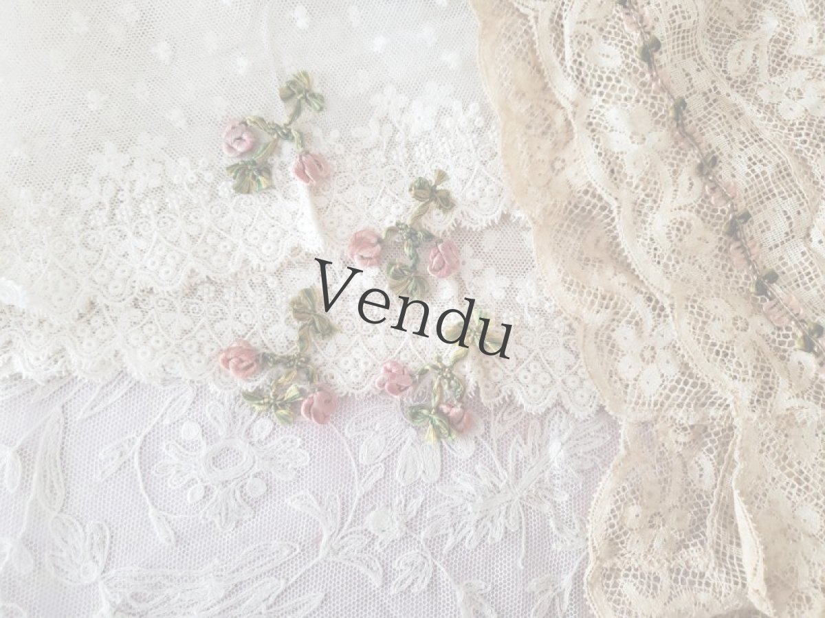 画像4: フランスアンティーク　シルク製 小さなばらのモチーフ (4)