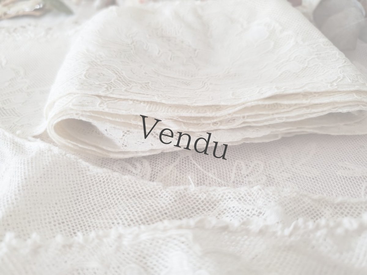 画像5: フランスヴィンテージ　芍薬のカレーレース 幅広タイプ 50cm〜 (5)