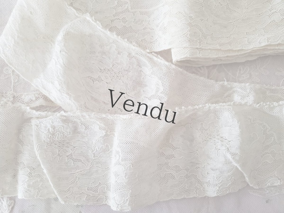 画像3: フランスヴィンテージ　芍薬のカレーレース 幅広タイプ 50cm〜 (3)