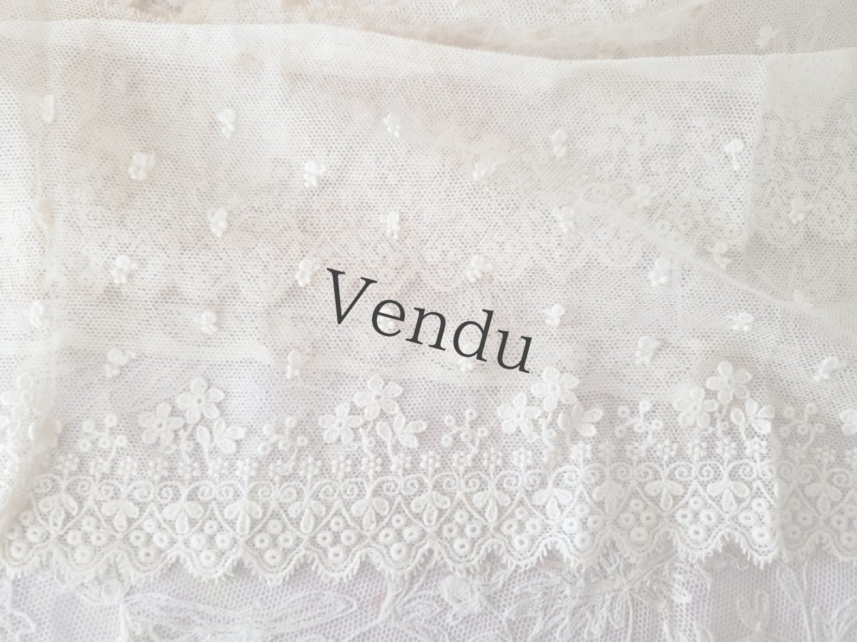 画像2: フランスヴィンテージ　チュール刺繍レース 幅広タイプ 105cm (2)