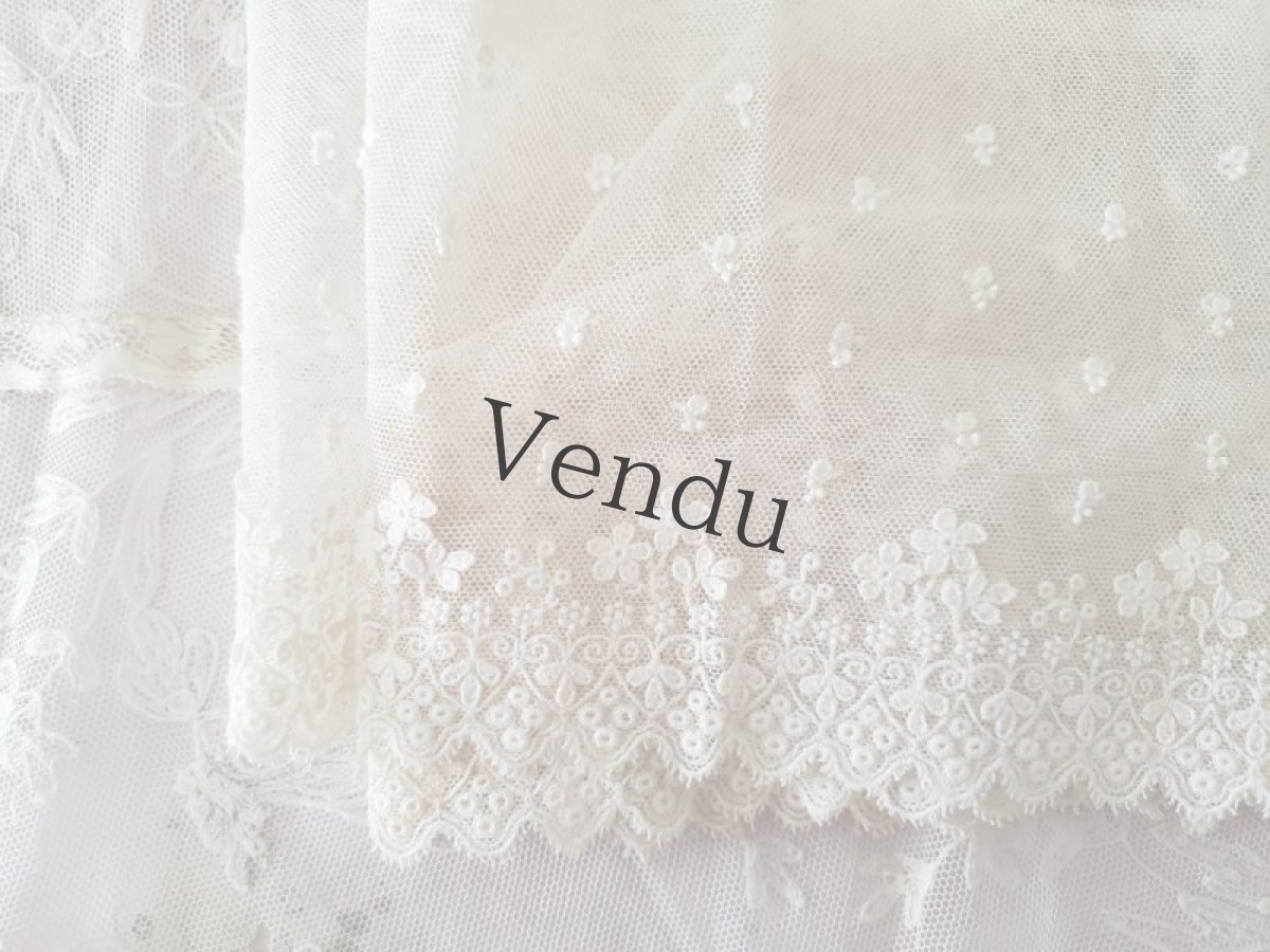 画像3: フランスヴィンテージ　チュール刺繍レース 幅広タイプ 105cm (3)
