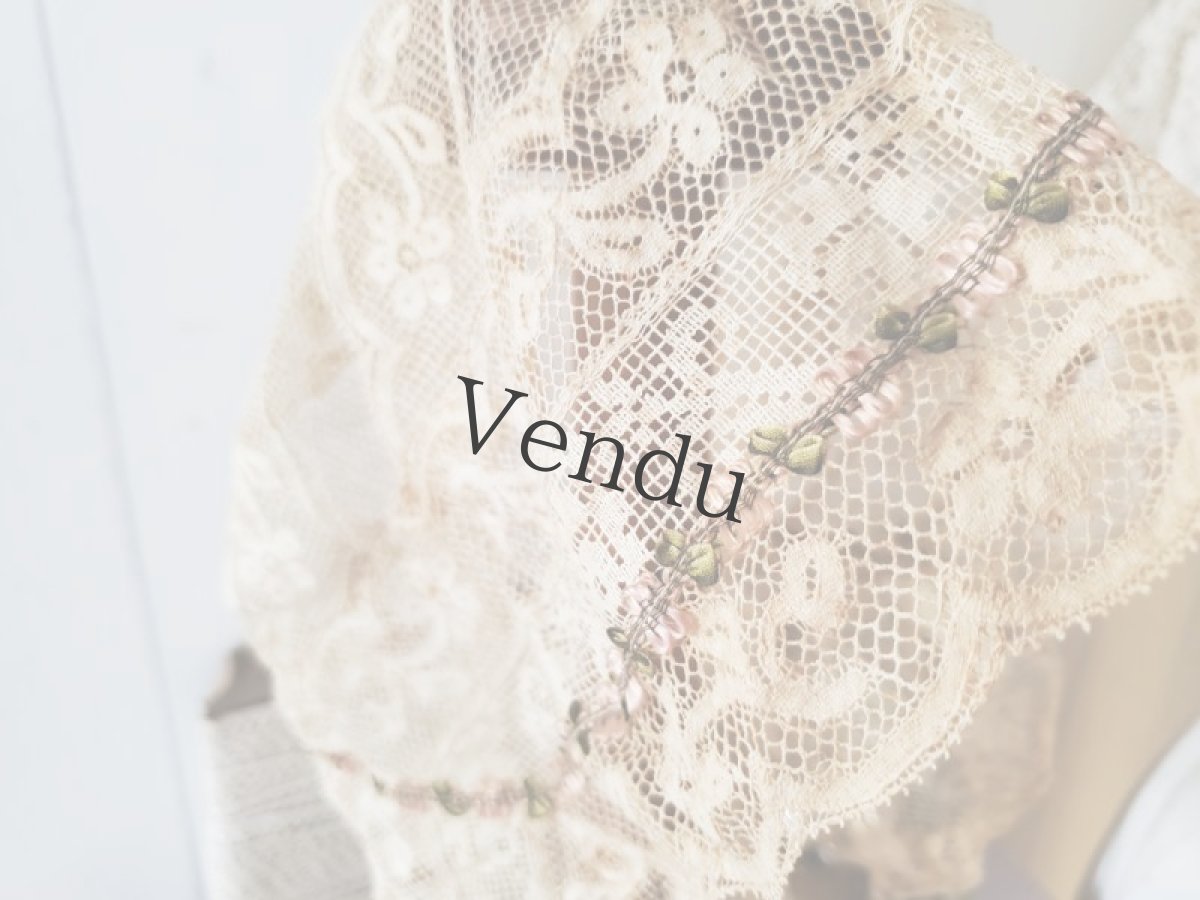 画像9: フランスアンティーク　ロココトリムとレースのボネ (9)