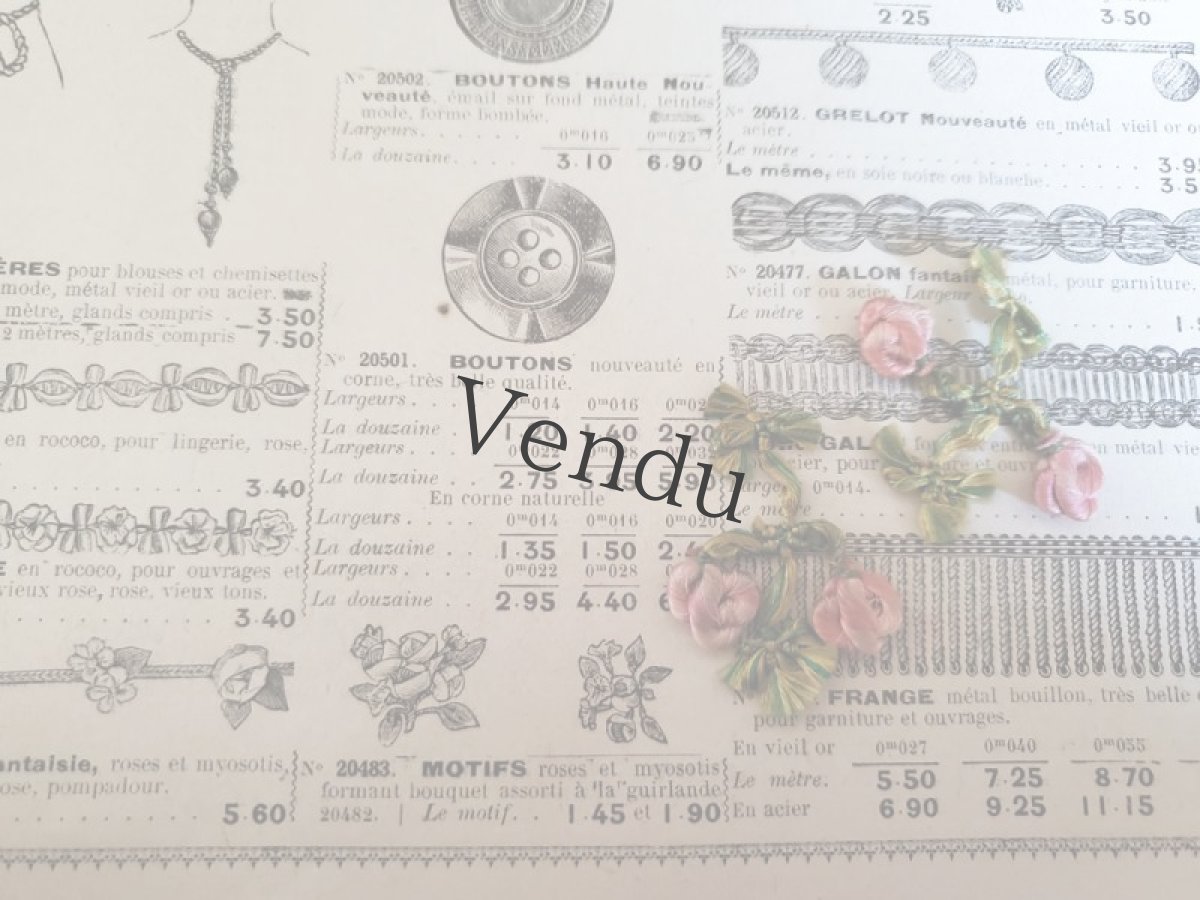 画像6: フランスアンティーク　シルク製 小さなばらのモチーフ (6)