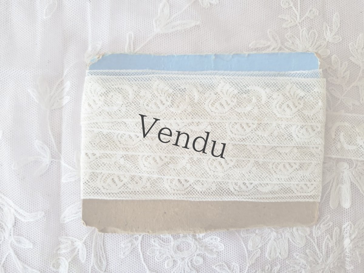 画像4: フランスヴィンテージ　台紙巻きチュールレース　鳥のデザイン 299cm (4)