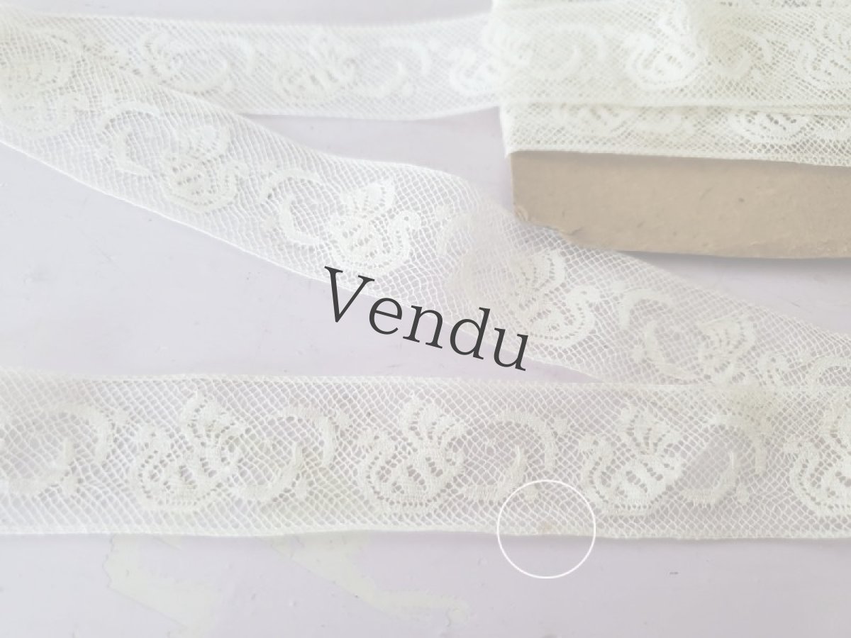 画像5: フランスヴィンテージ　台紙巻きチュールレース　鳥のデザイン 299cm (5)