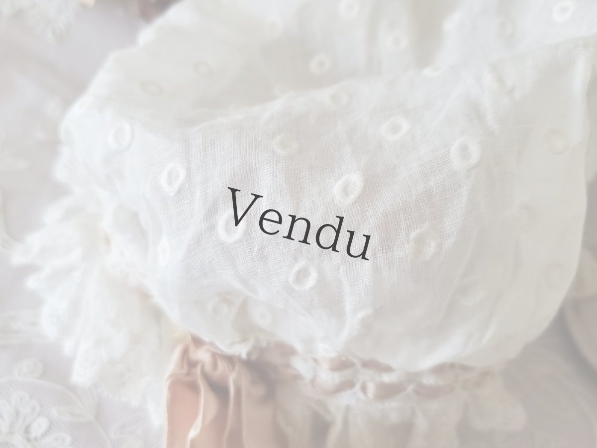 画像5: フランスヴィンテージ　ニ重リボンのちいさなボネ (5)