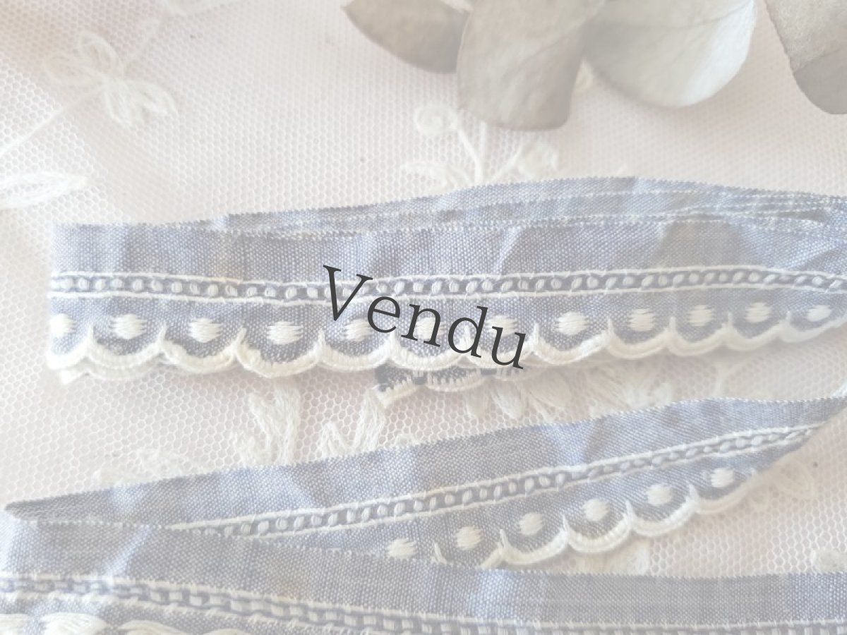 画像2: フランスヴィンテージ　刺繍スカラップブレード120cm (2)