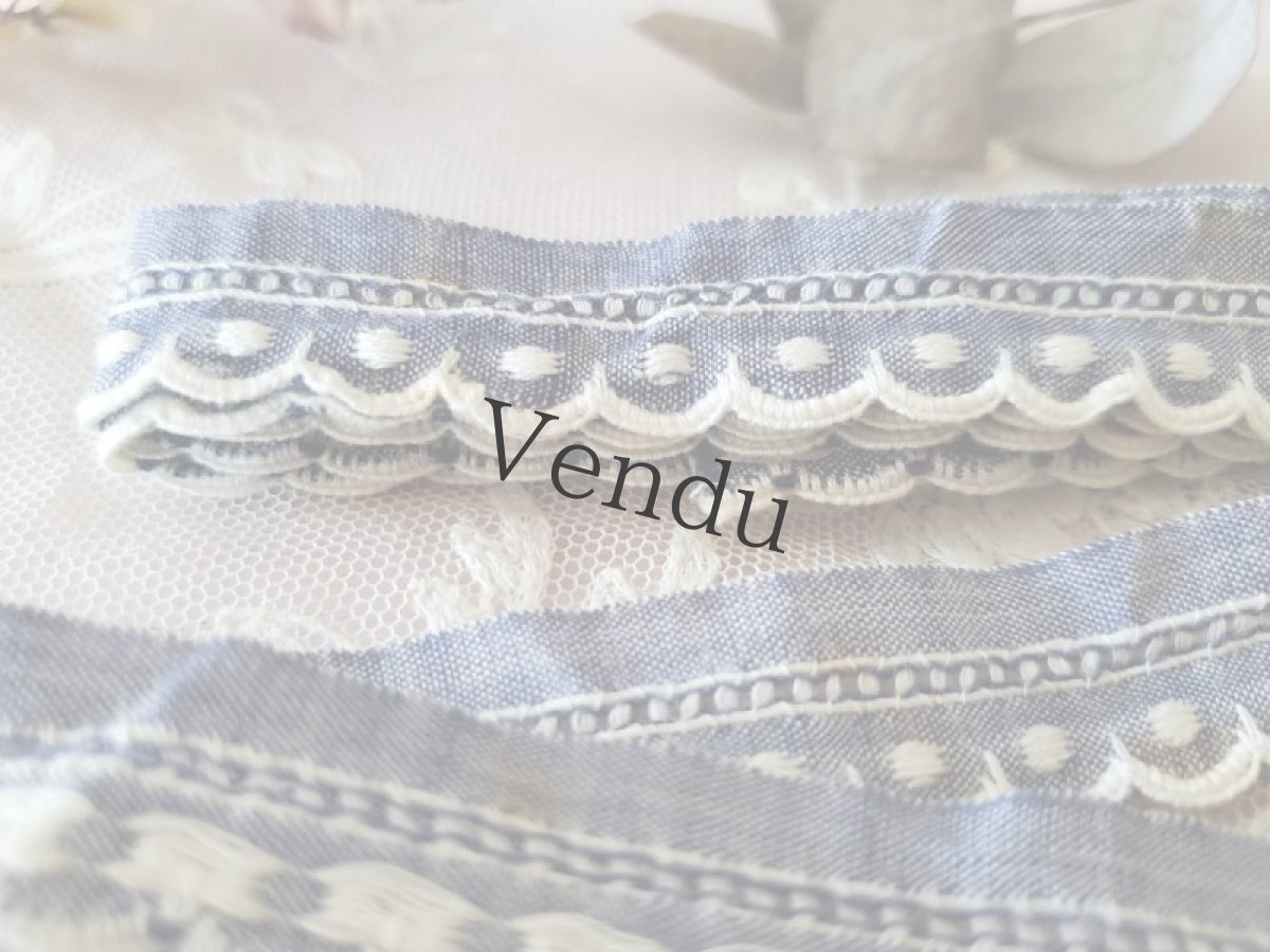画像3: フランスヴィンテージ　刺繍スカラップブレード120cm (3)