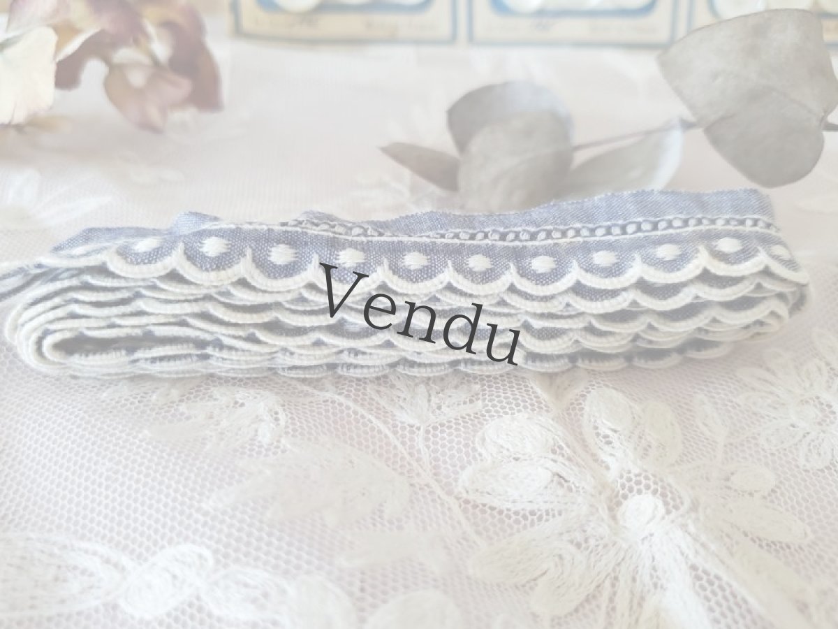 画像5: フランスヴィンテージ　刺繍スカラップブレード120cm (5)