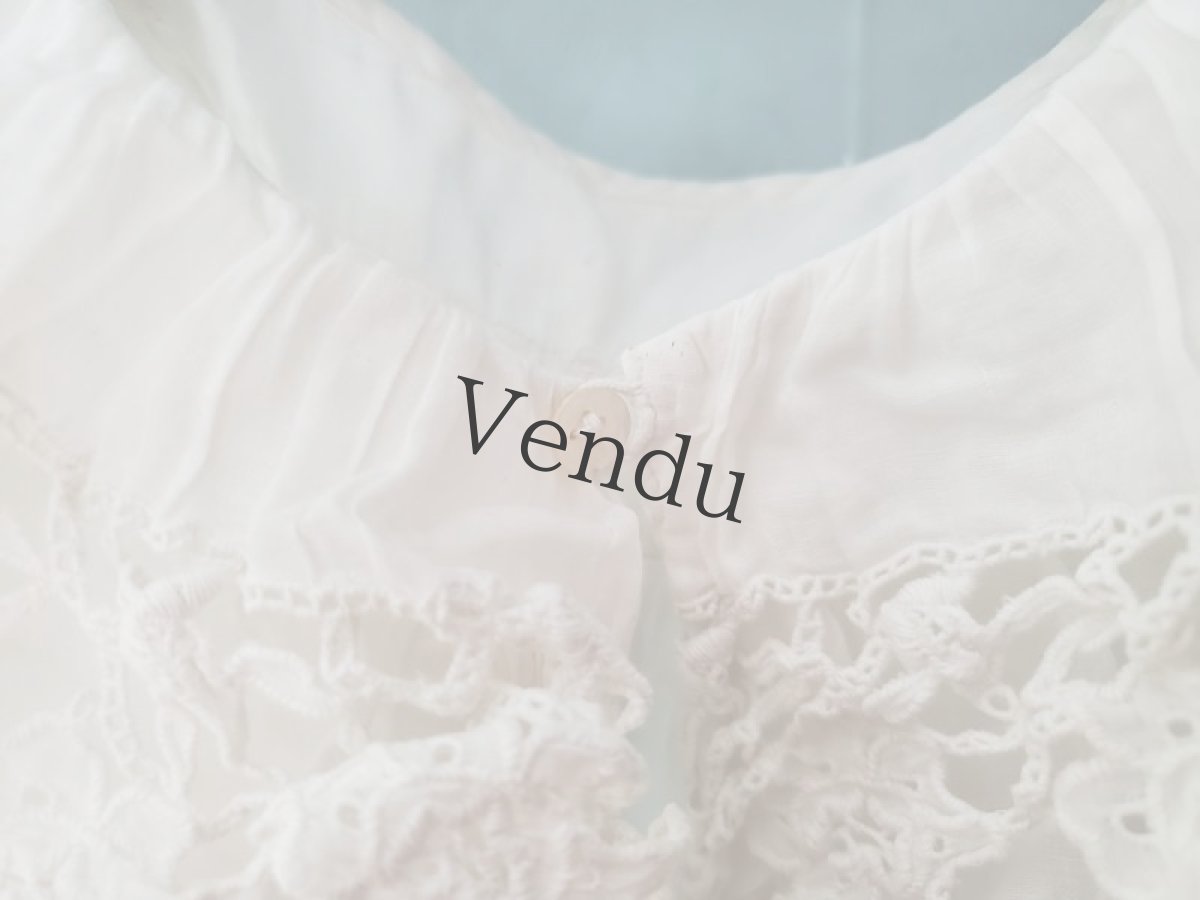 画像9: フランスアンティーク　リシュリュー刺繍襟のローブ (9)