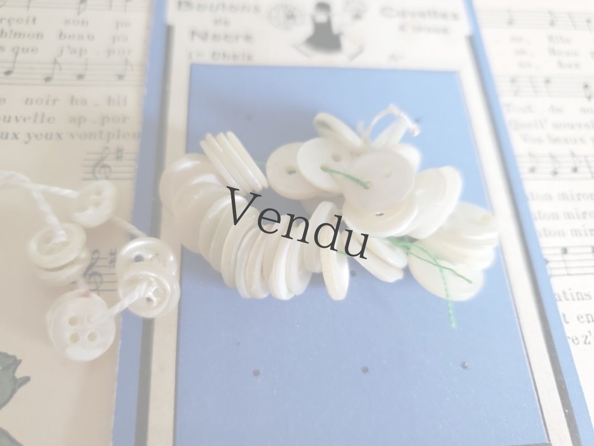 画像4: フランスアンティーク　糸でまとめられた貝ボタン シートつき (4)