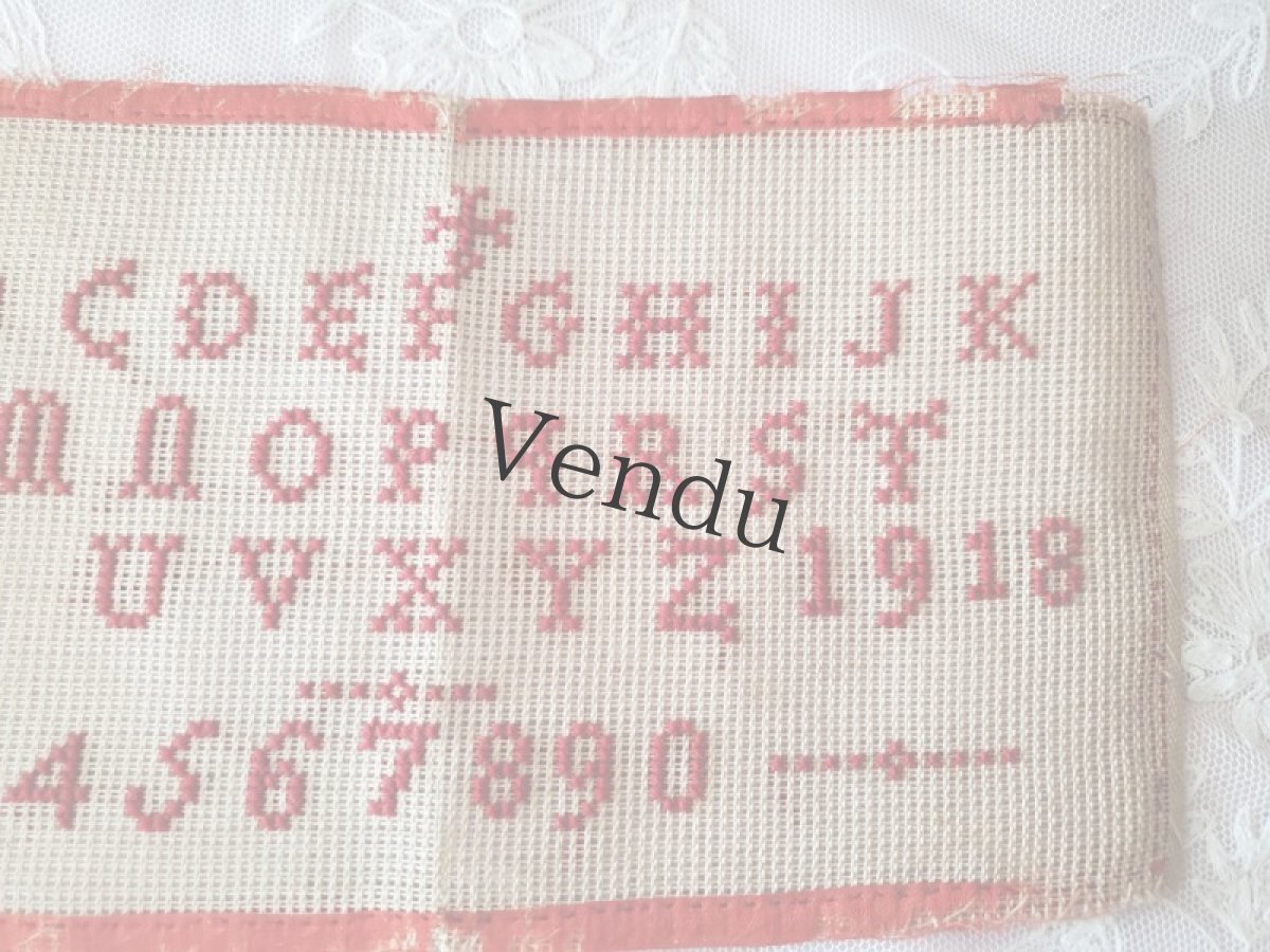 画像3: フランス 1918年 クロスステッチサンプラー (3)