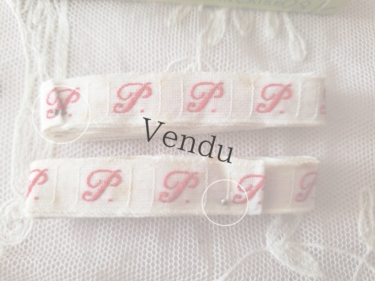 画像4: フランスアンティーク　イニシャルテープリボン　箱入り2本組み 《P》 (4)