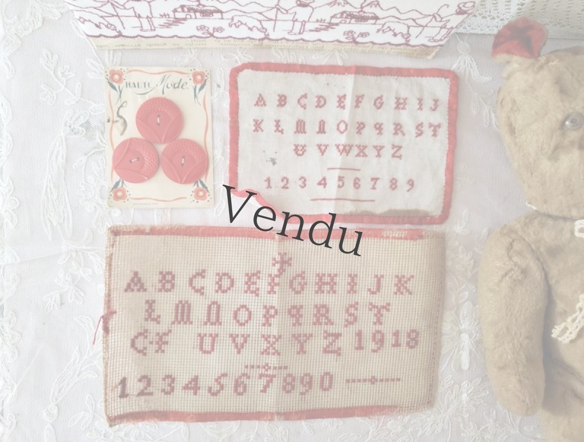 画像5: フランスアンティーク　小さなクロスステッチサンプラー (5)