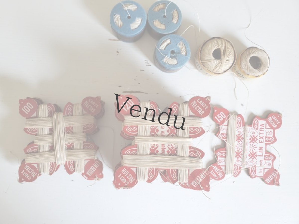 画像8: フランスアンティーク　CARTE NECTAR リネン糸巻き 100 (8)