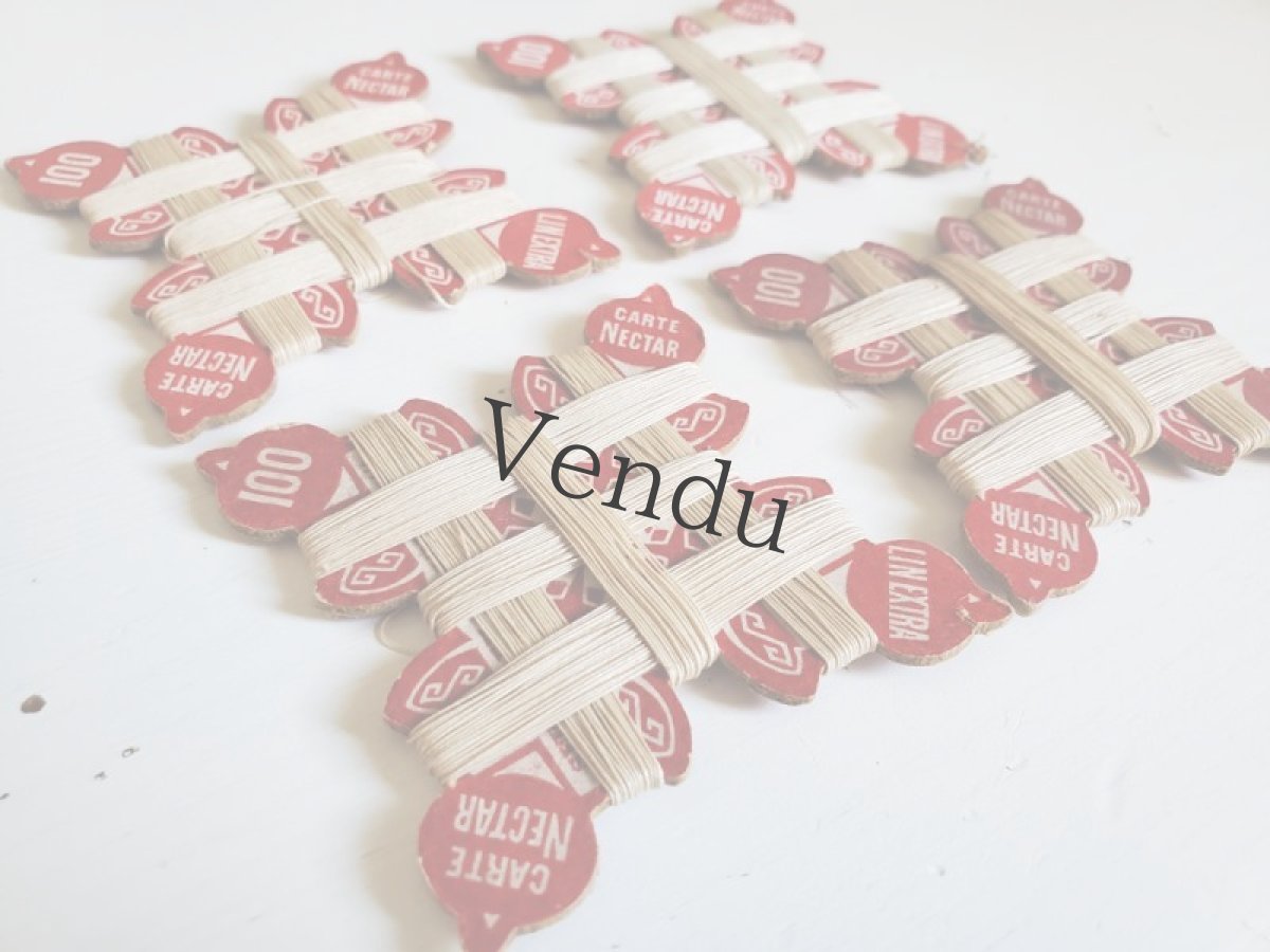 画像6: フランスアンティーク　CARTE NECTAR リネン糸巻き 100 (6)