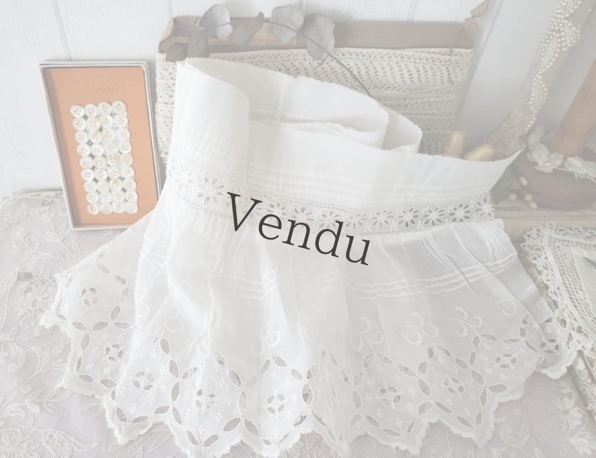 画像10: フランスアンティーク　カットワーク幅広レース端切れ 192cm (10)