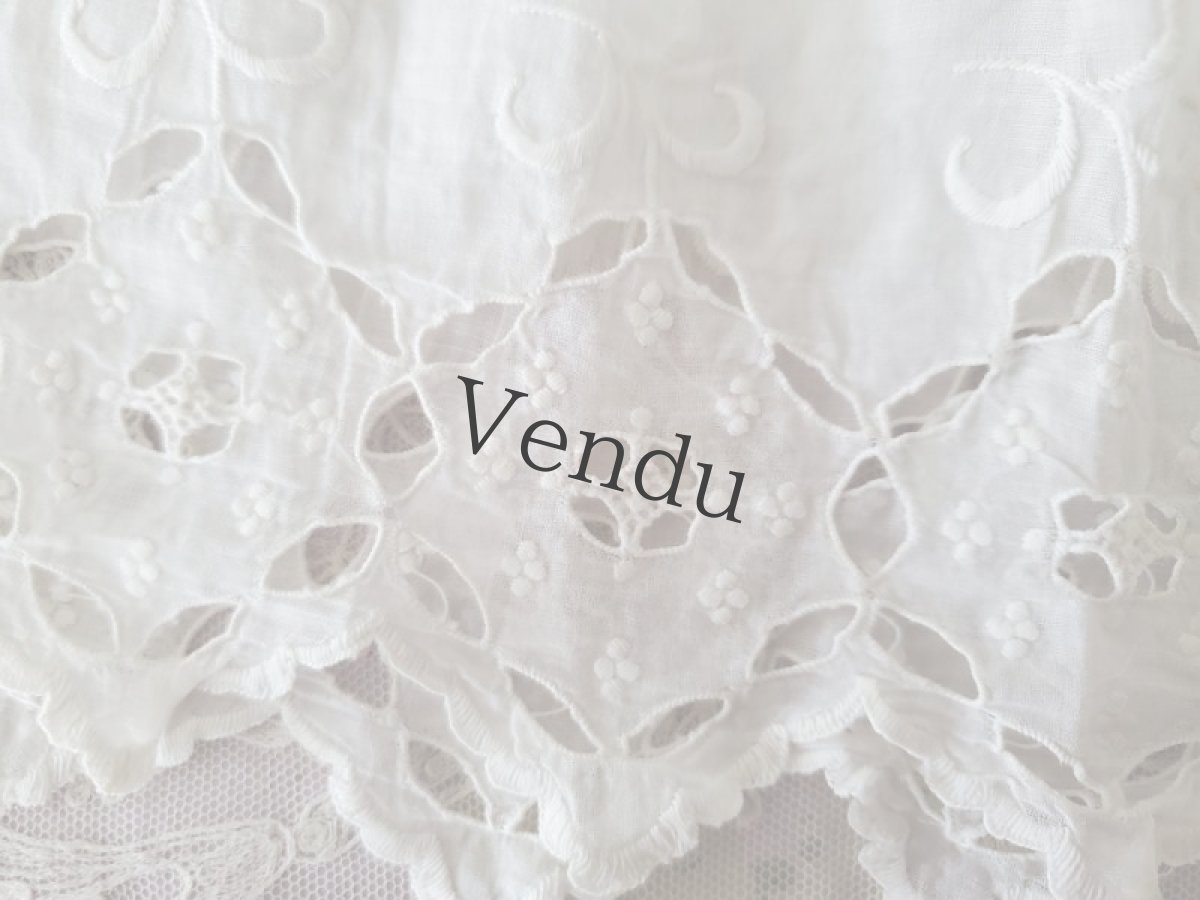 画像3: フランスアンティーク　カットワーク幅広レース端切れ 192cm (3)