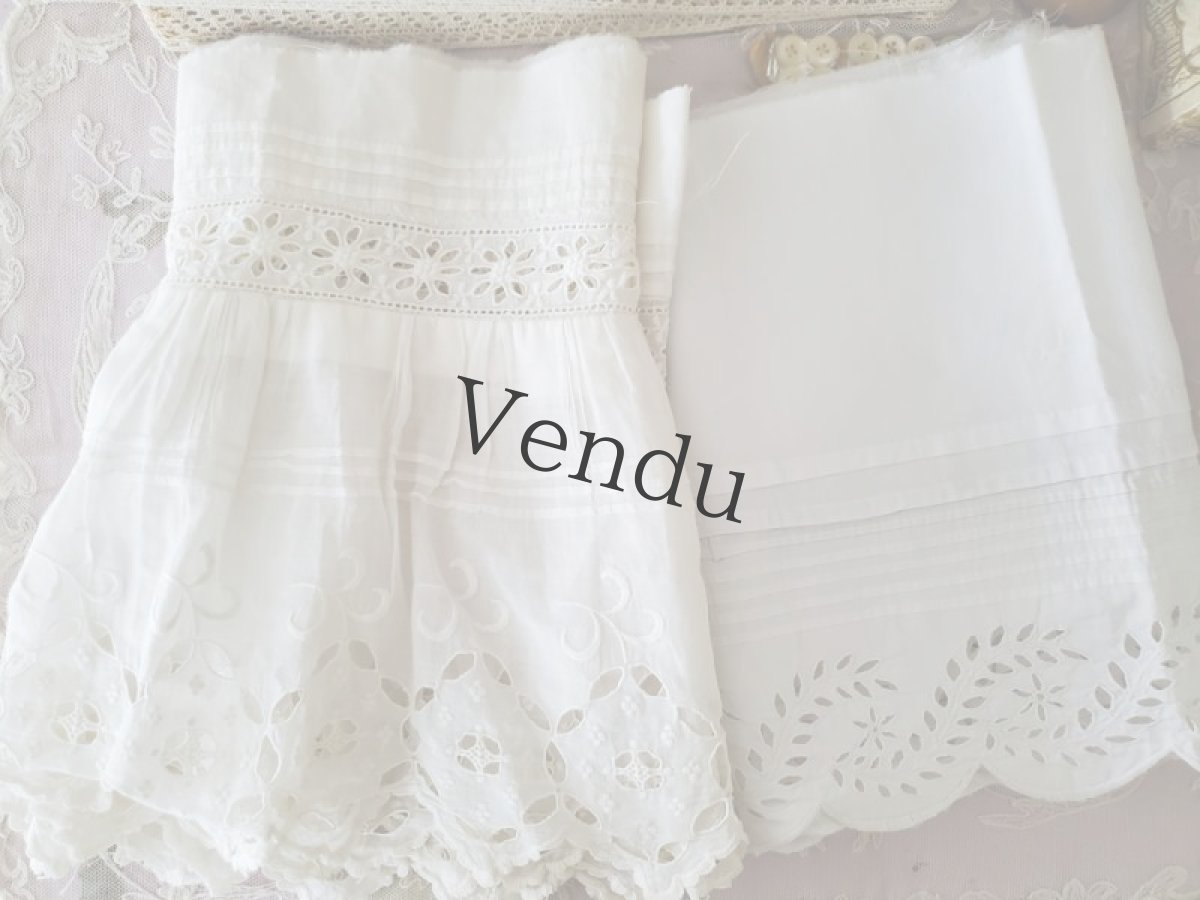 画像11: フランスアンティーク　カットワーク幅広レース端切れ 192cm (11)