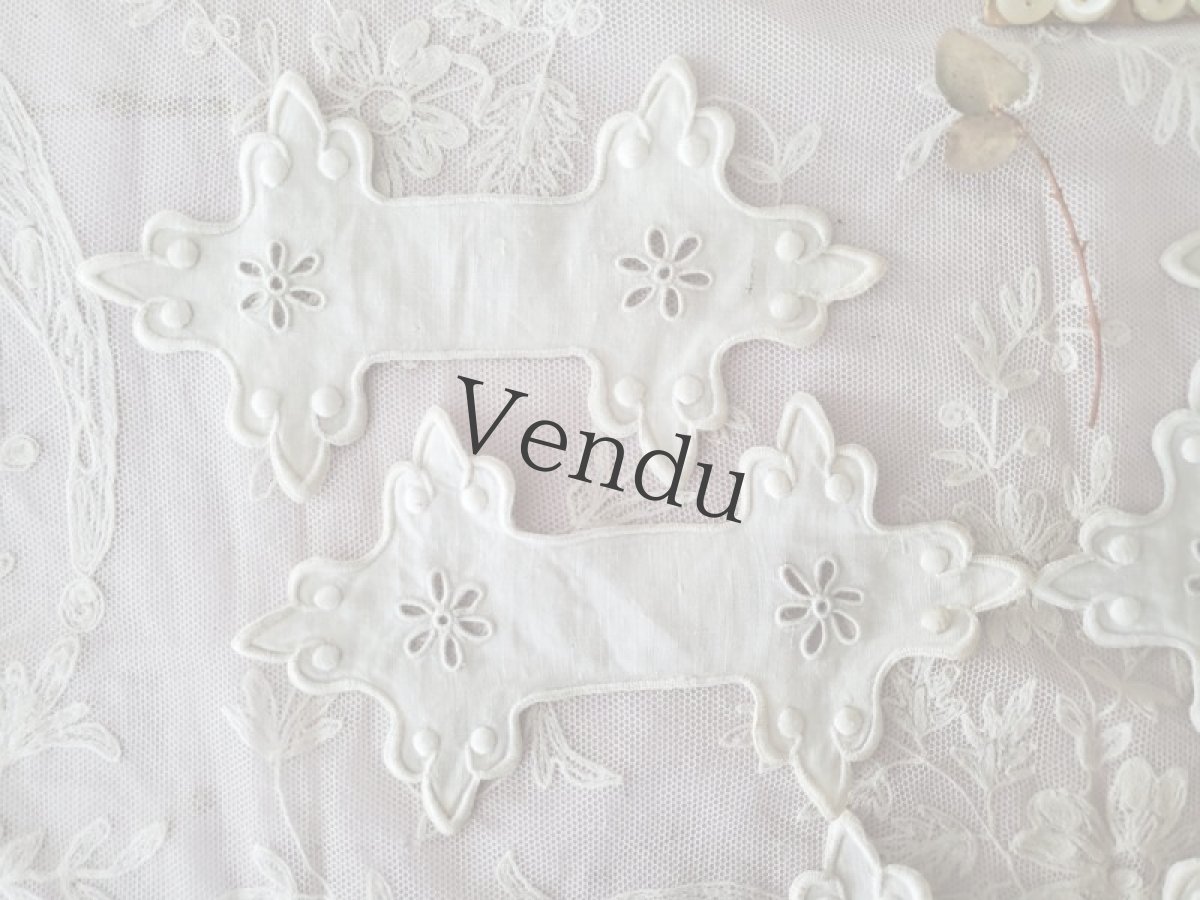 画像2: フランスアンティーク　カットワーク刺繍モチーフ　5枚セット (2)