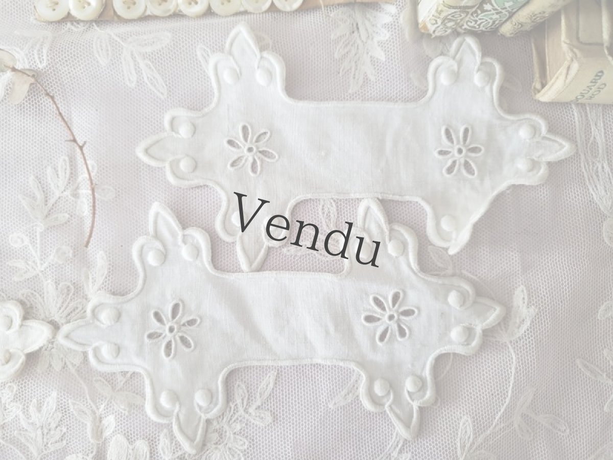 画像4: フランスアンティーク　カットワーク刺繍モチーフ　5枚セット (4)