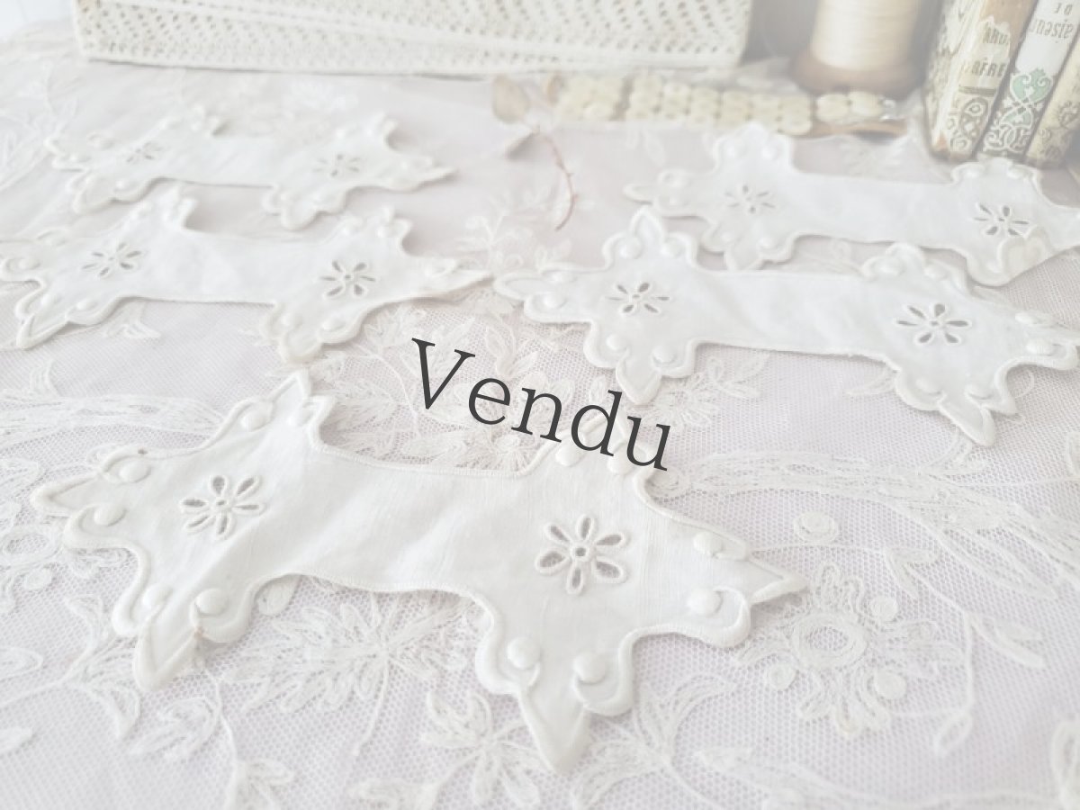 画像5: フランスアンティーク　カットワーク刺繍モチーフ　5枚セット (5)