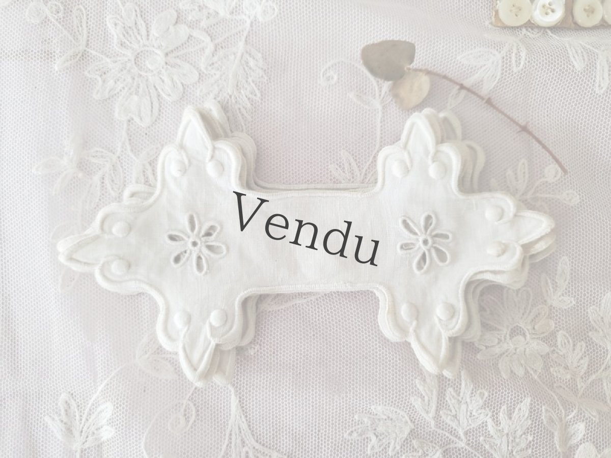 画像6: フランスアンティーク　カットワーク刺繍モチーフ　5枚セット (6)